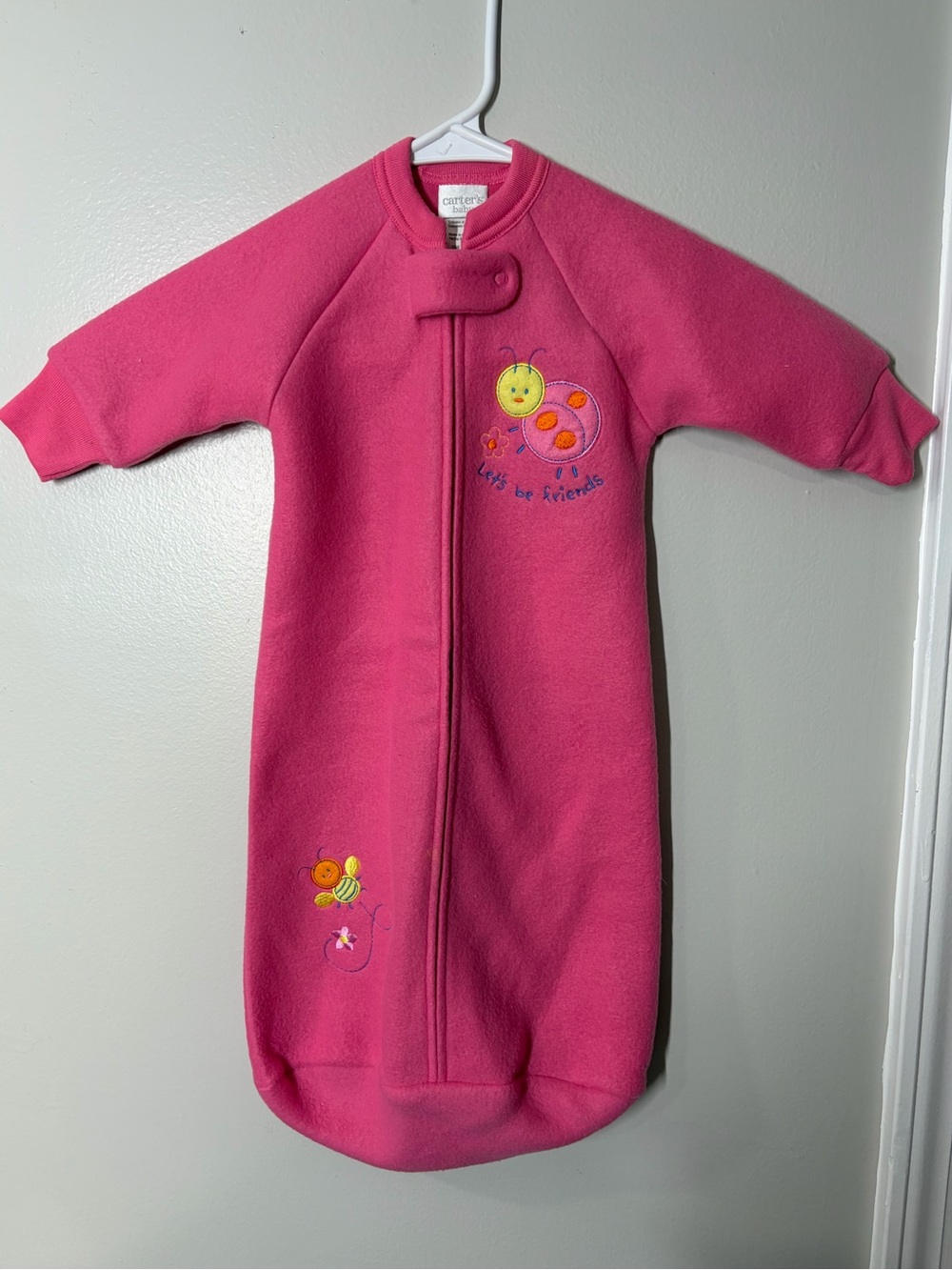 Vintage Carter's Bright Pink Fleece Sleep Sack up to 21lbs